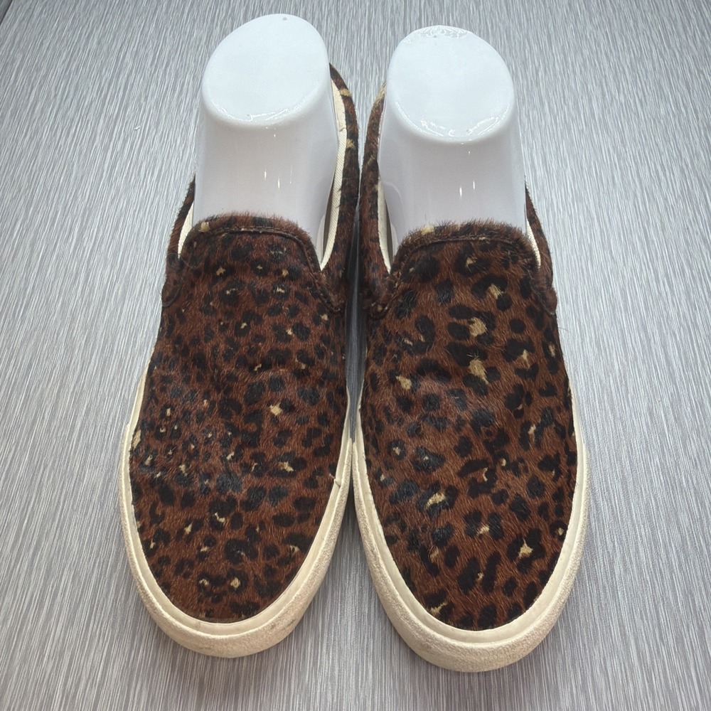 Madewell Leopard Calf Hair Platform Slip On Sneakers Womens 8 Cheetah Flatform